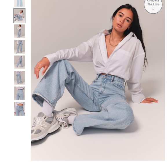 Abercrombie High Rise 90s Relaxed Jean Light - 34W Short - Picture 7 of 14